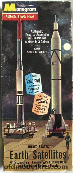 Monogram 1/96 United States Earth Satellites Vanguard and Jupiter C with Launching Pad and Crew, PD41-98 plastic model kit